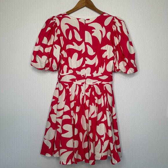 House of Harlow 1960 Mini Dress Size 6 Pink Linen Blend - Picture 2 of 10